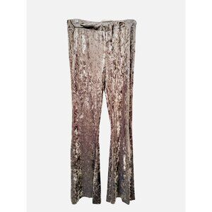 Saints & Hearts Crushed Velvet Silver Bell Bottom Flare Pants Sz. M, Boho, Disco